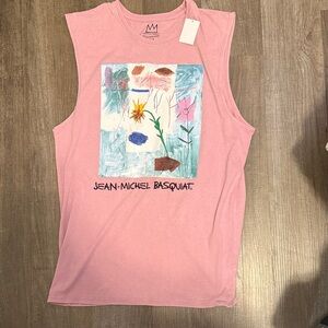Jean-Michel Basquiat Artistic Pink Muscle Tee